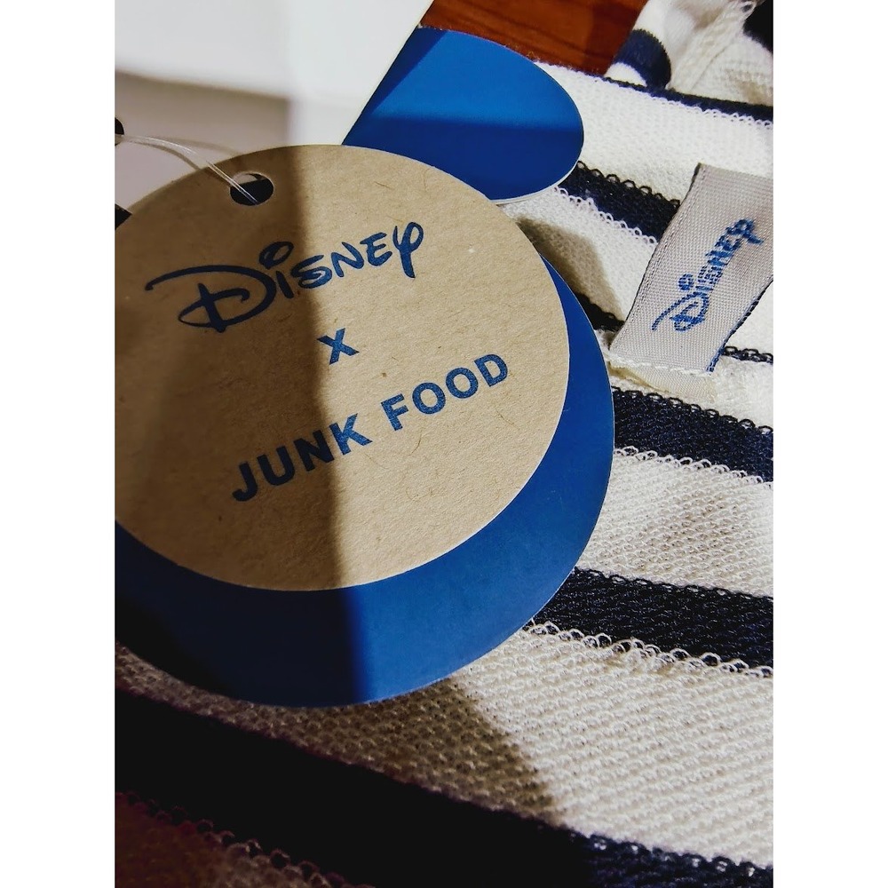 Disney x Junk Food Womens Mickey Mouse Stripe Hooded Sleeveless Dress Blue White - Picture 7 of 11